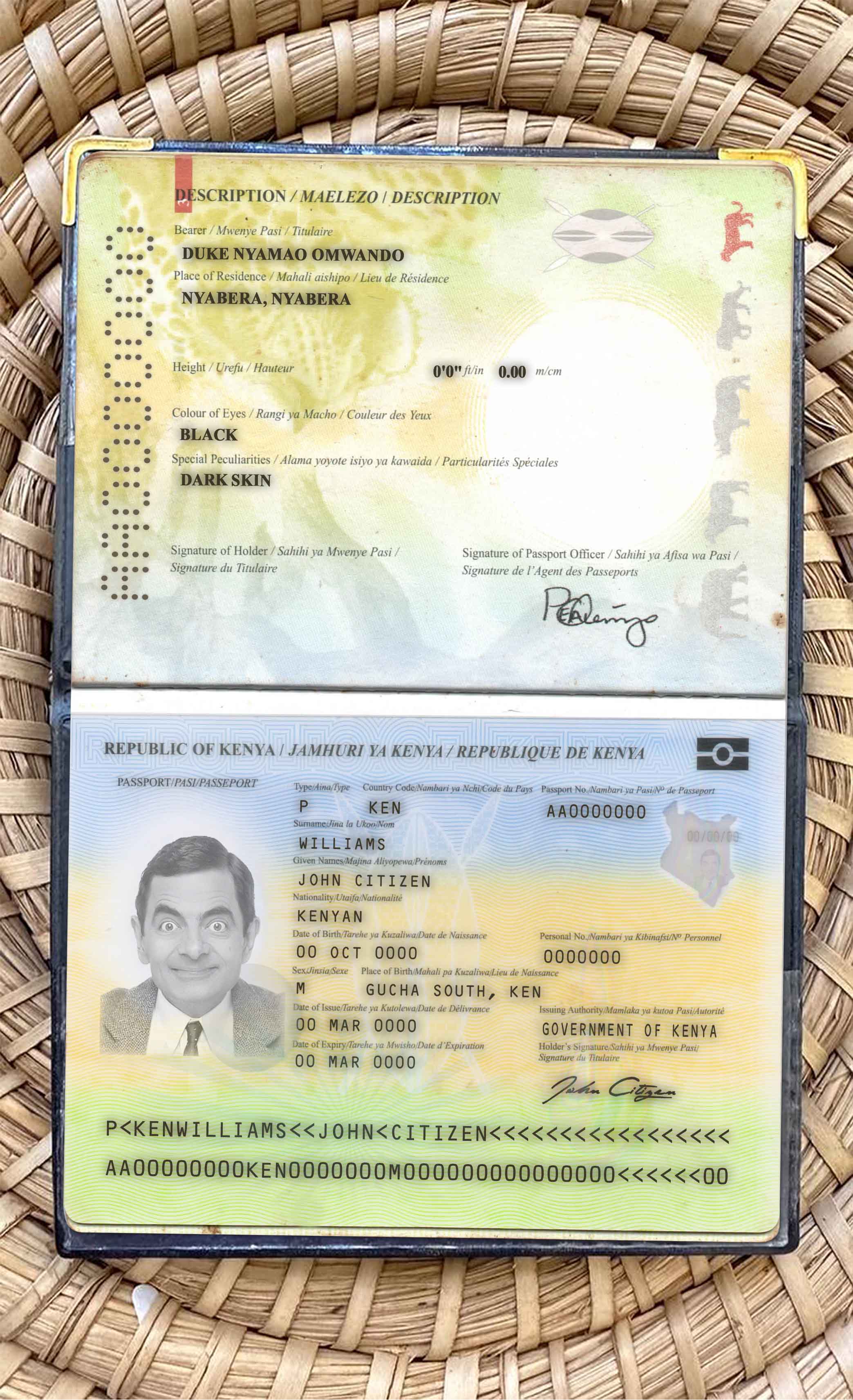 Kenya passport (2017 present) photo look PSD template